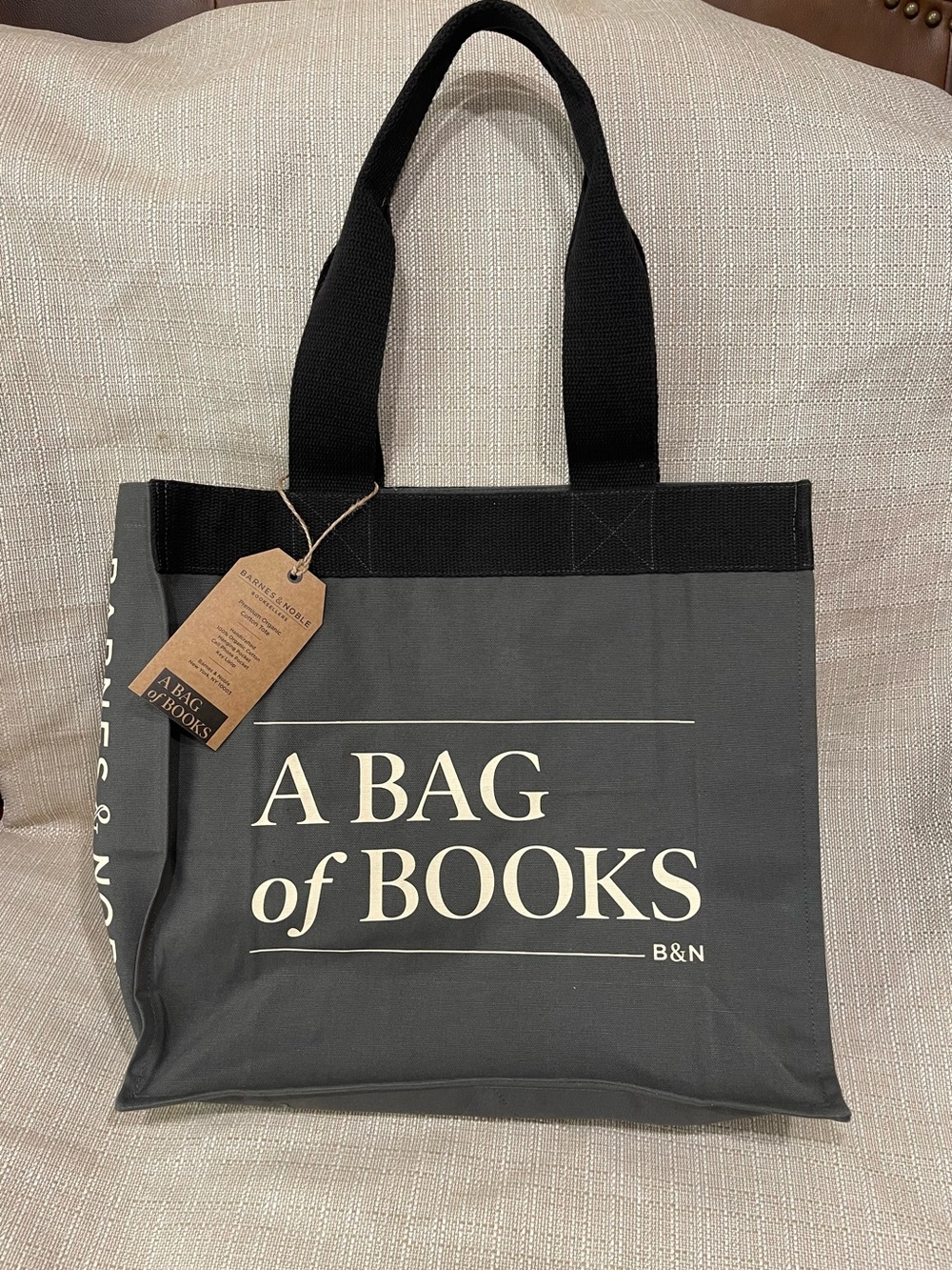 Barnes & Noble Gray Tote with Black Handles - "A BAG of BOOKS" Print